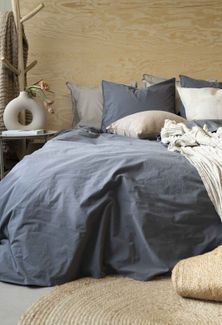 Påslakanset Waveless Percale - Dimmblå