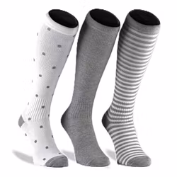 3-Pack Mix Ljusgrå Dot, Bambu Stödstrumpor 11-14 mmHg