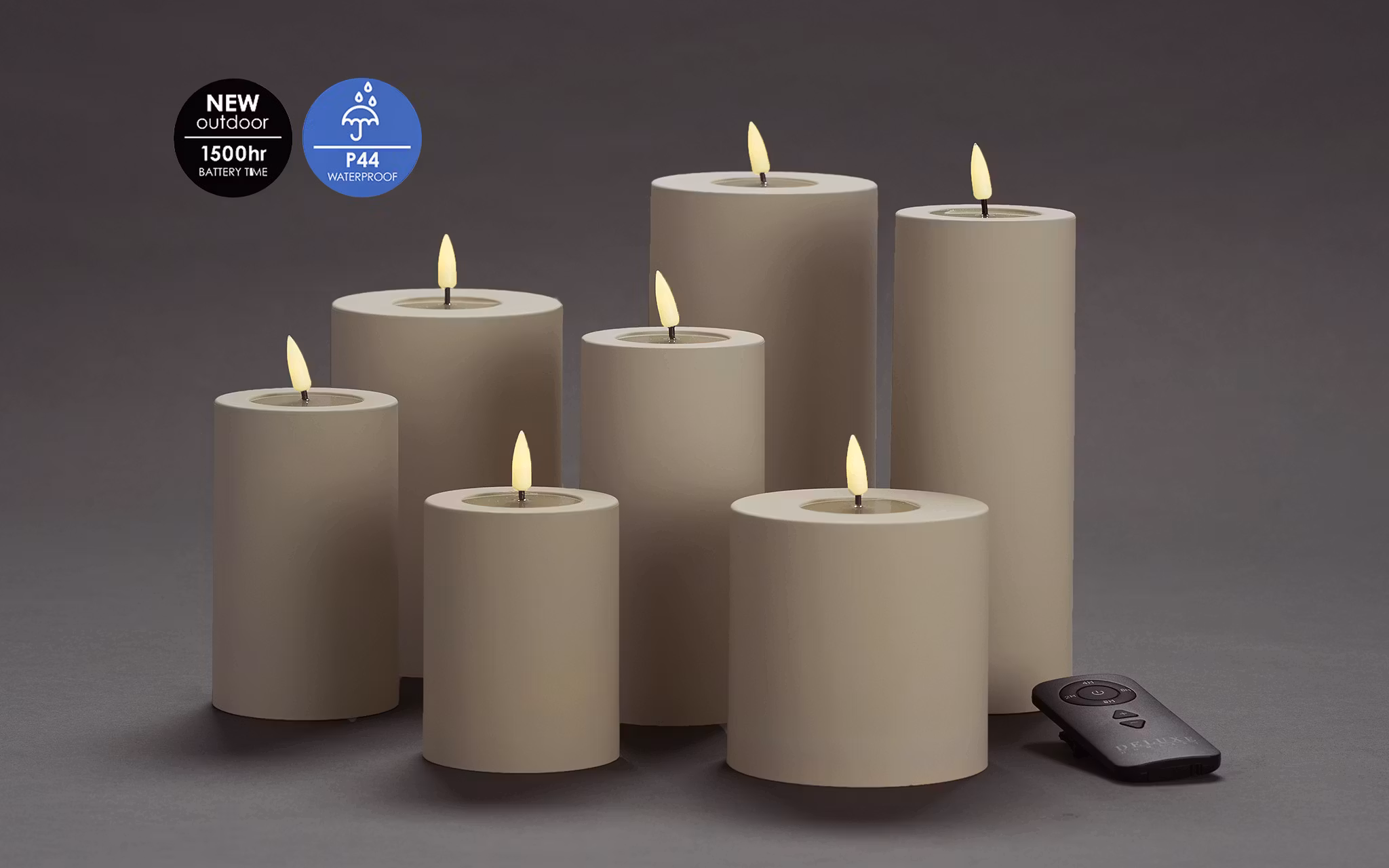 Utomhus LED-Ljuspaket - Sand inklusive Fjärrkontroll Set av 7