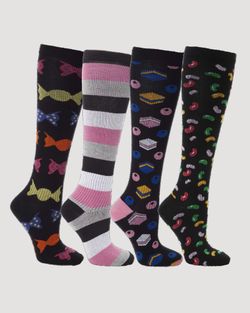 4-Pack CANDY-Mönstrade  Stödstrumpor 11-14 mmHg