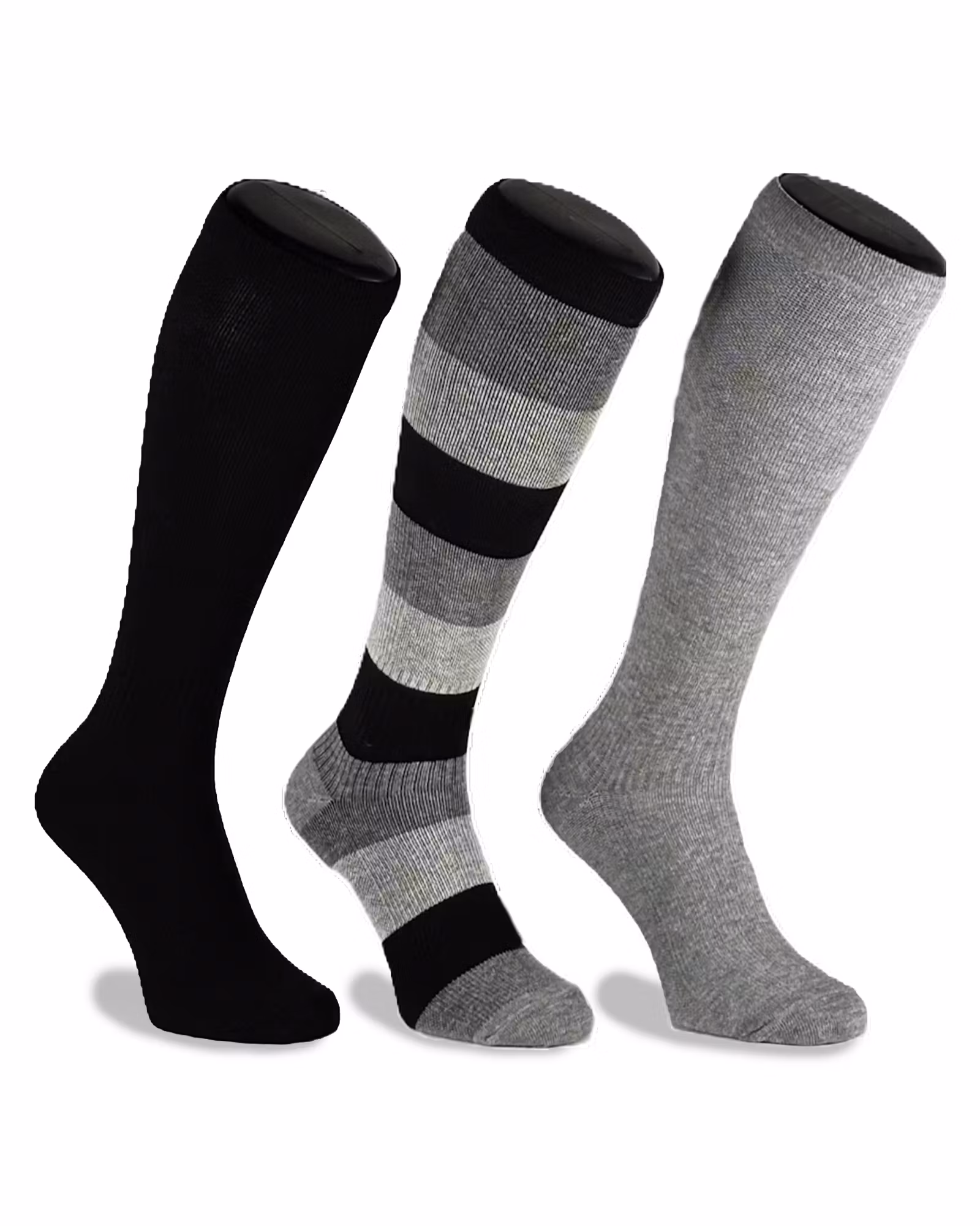 3-Pack Mix Blockstripe, Bomull Stödstrumpor 11-14 mmHg