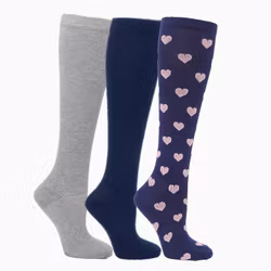 3 Pack Mix Marin Heart, Bambu Stödstrumpor 11-14 mmHg