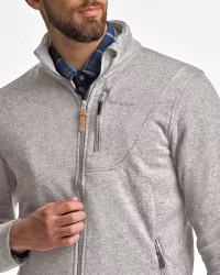 Flatfleece Tröja Herr – Ljusgrå Melange (Stora storlekar 3XL–4XL)