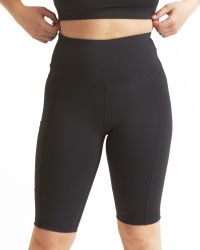 Träningsshorts Dam, Hög Midja med Ficka - Svart