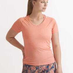 Tränings T-shirt V-neck – Dam Coral