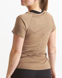 Tränings T-shirt V-neck – Dam Mocca