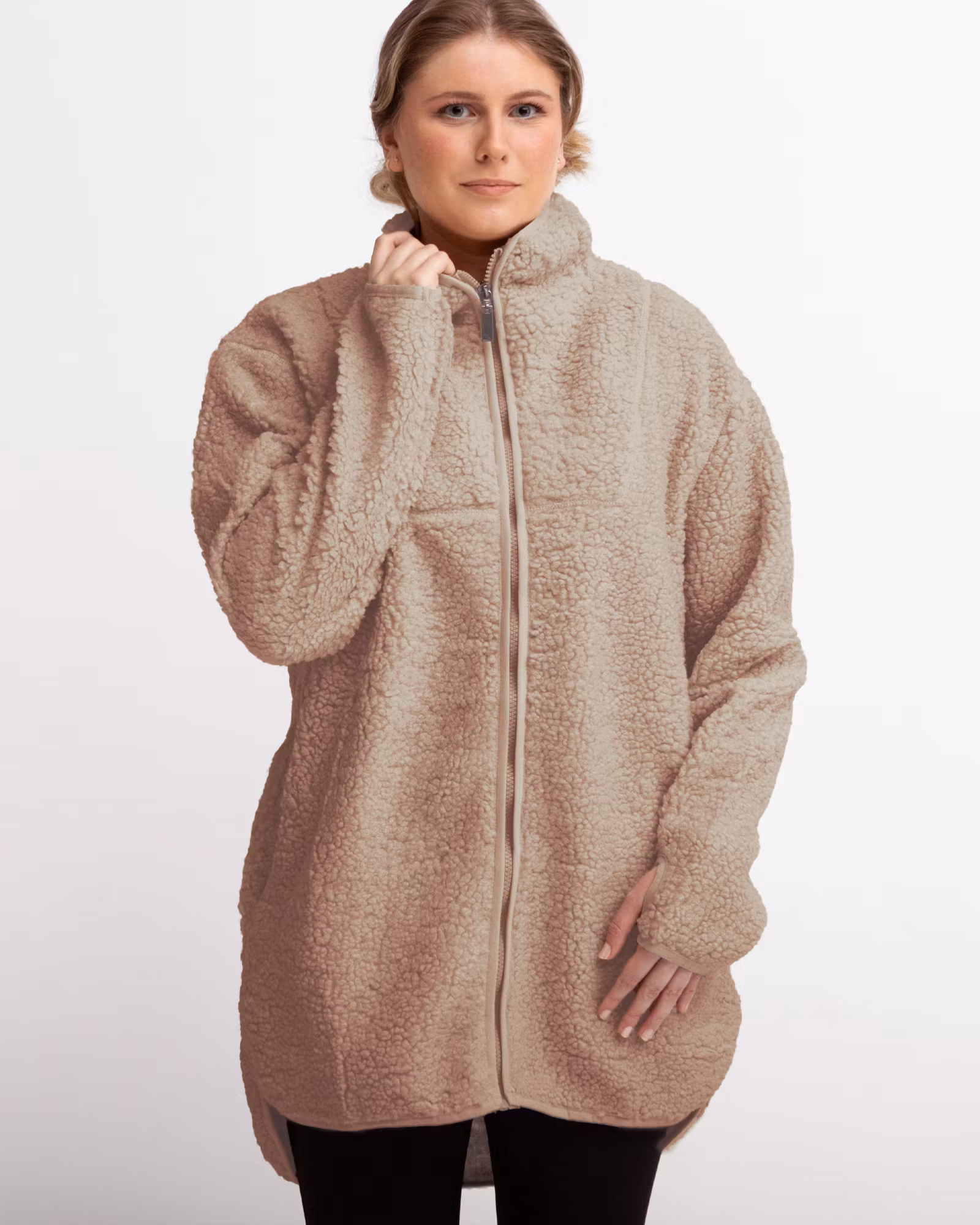 Long jacket Teddy Pile Dam, Walnut