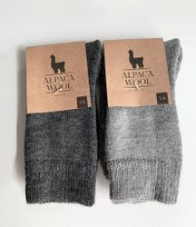 Alpaca Wool - Frottéstickade Ullstrumpor, Grismedio-Antacit