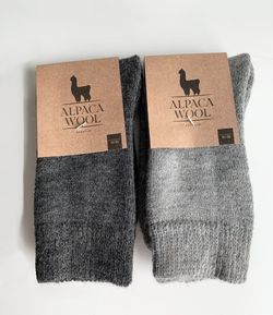 Alpaca Wool - Frottéstickade Ullstrumpor, Grismedio-Antacit