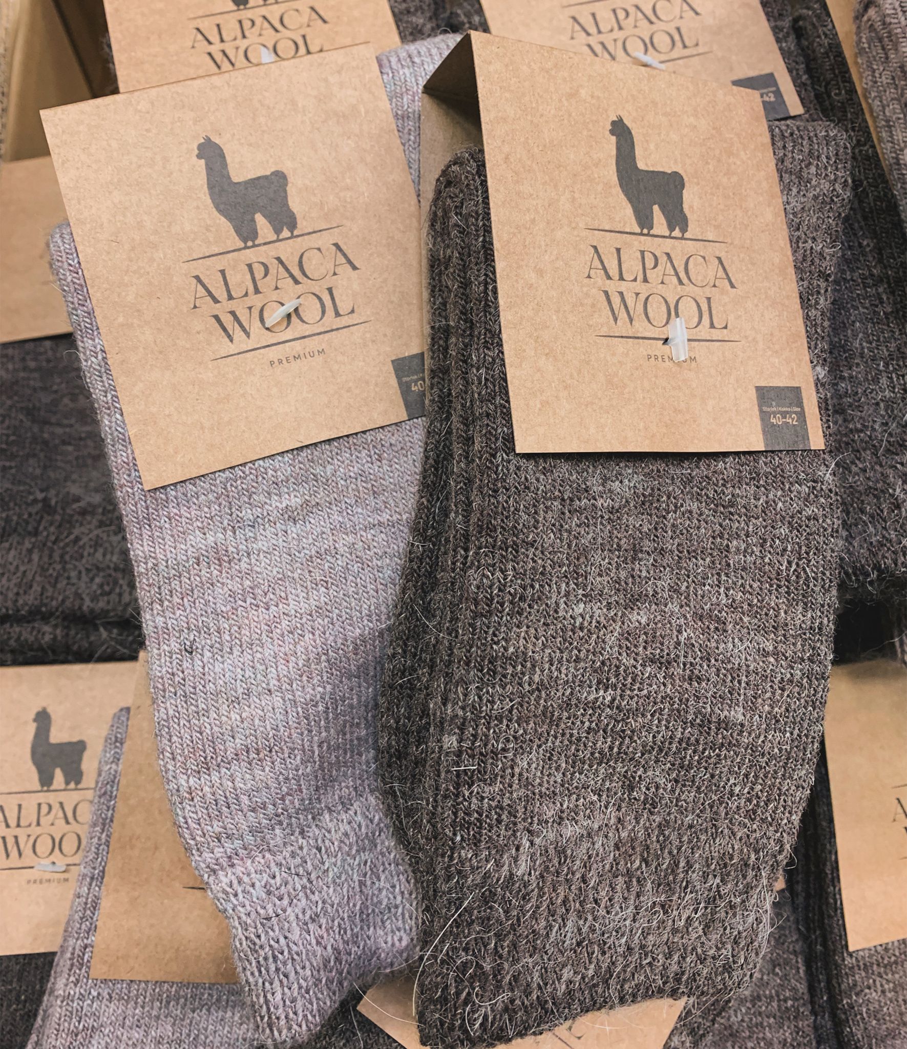 Alpackaull Frottéstickade Sockar, Camello-Moro 2-Pack