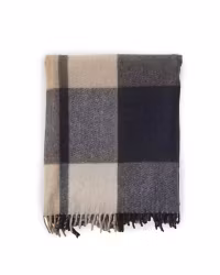 Ullpläd Glencheck Rut vävd 130 x 200cm - Blå/Beige