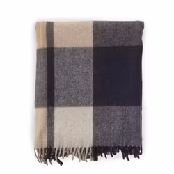 Ullpläd Glencheck Rut vävd 130 x 200cm - Blå/Beige