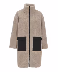 Lång pilejacka med hög krage Dam, Beige