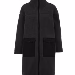 Lång pilejacka med hög krage Dam, Svart