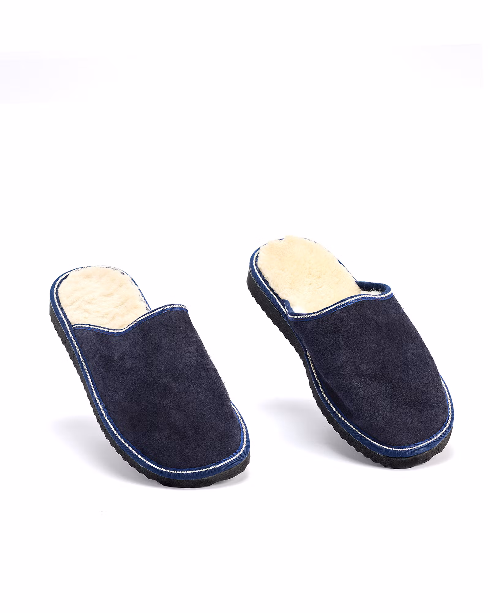 SÄLEN Fårskinn Slippers, Marinblå