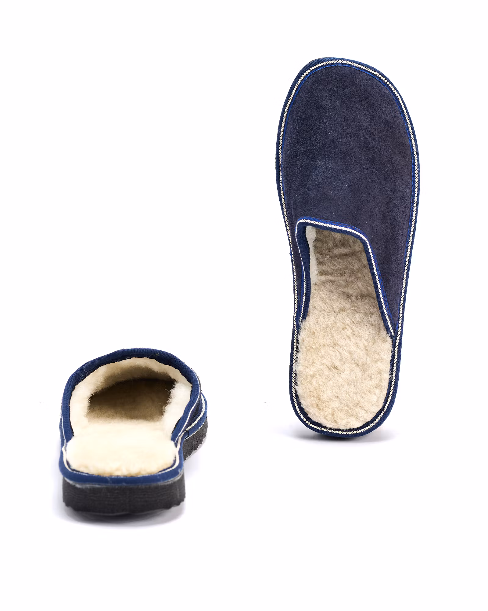 SÄLEN Fårskinn Slippers, Marinblå