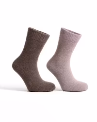 Alpackaull Frottéstickade Sockar, Camello-Moro 2-Pack