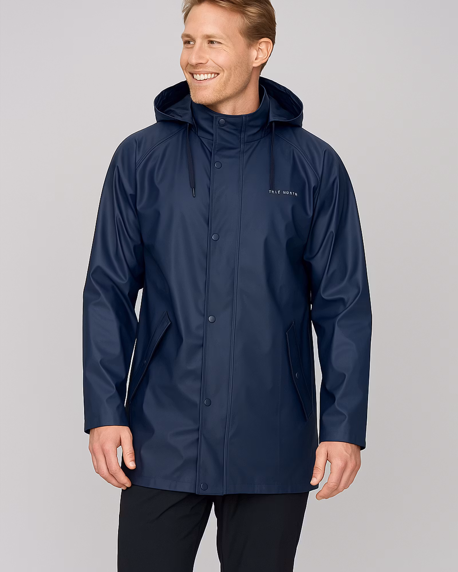 Regnjacka PU Mid-Coat  Herr, Marinblå