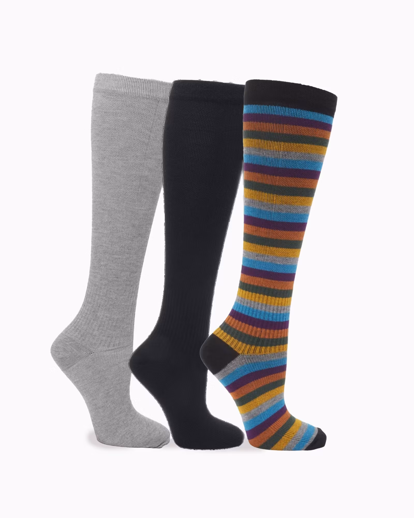 3 Pack Mix Autumn Stripes, Bambu Stödstrumpor 11-14 mmHg