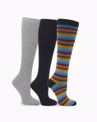 3 Pack Mix Autumn Stripes, Bambu Stödstrumpor 11-14 mmHg