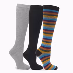 3 Pack Mix Autumn Stripes, Bambu Stödstrumpor 11-14 mmHg