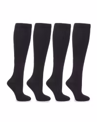 4-Pack Svart Oeko-Tex Bomull Stödstrumpor 11-14 mmHg