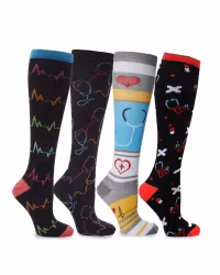 4-Pack DOCTORS-Mönstrade  Stödstrumpor 11-14 mmHg