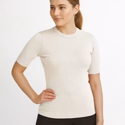 Kortärmad Ribbtop i Bomull – Dam, Kokosvit (XS–XXL)