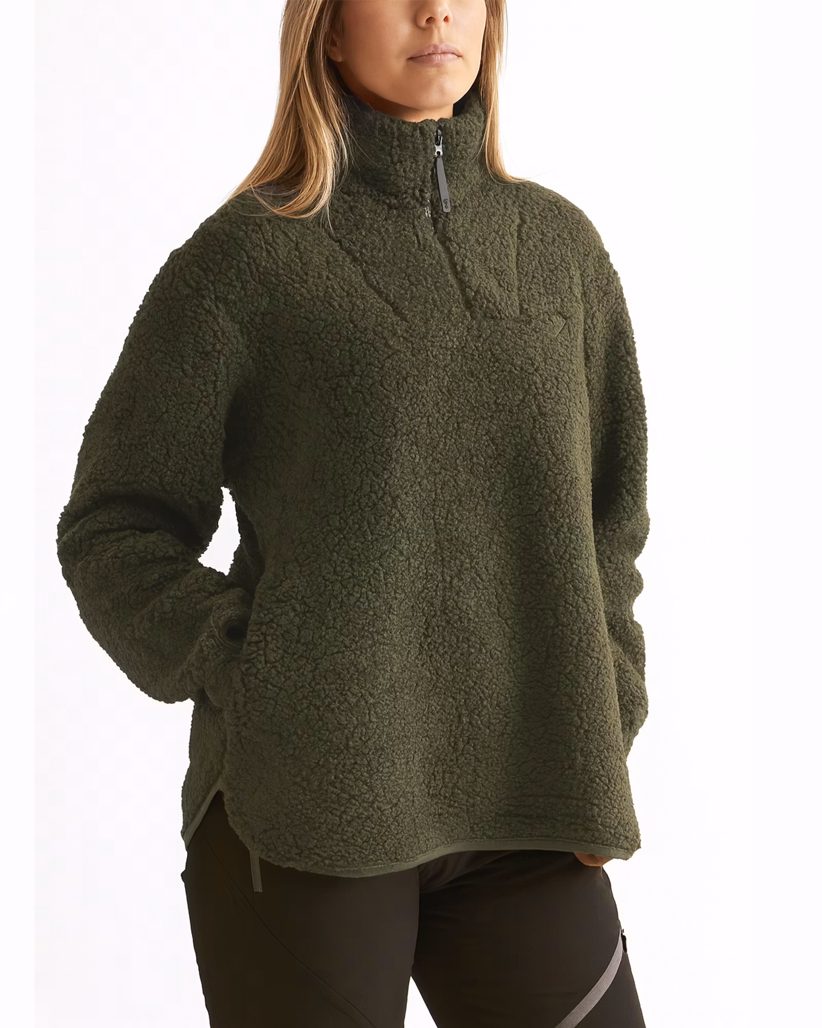 Teddy Pile Zip-Tröja Dam - Mörkgrön