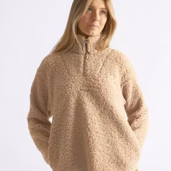 Teddy Pile Zip-Tröja Dam - Beige