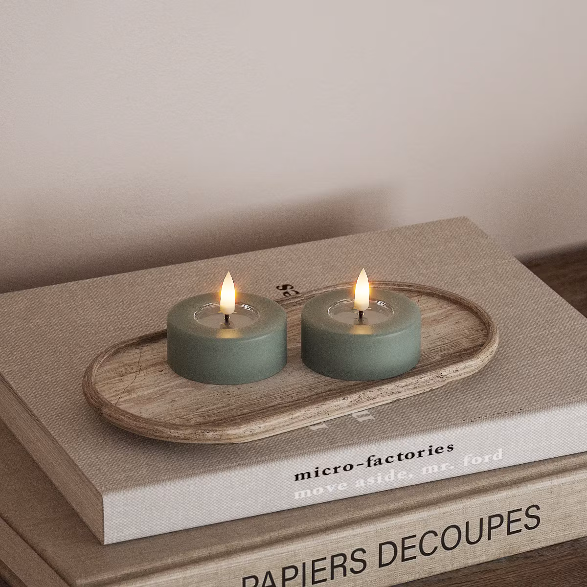 LED-Tealight Jumbo Ø 6,1 - Real Flame - GRÖNA i Set av 2