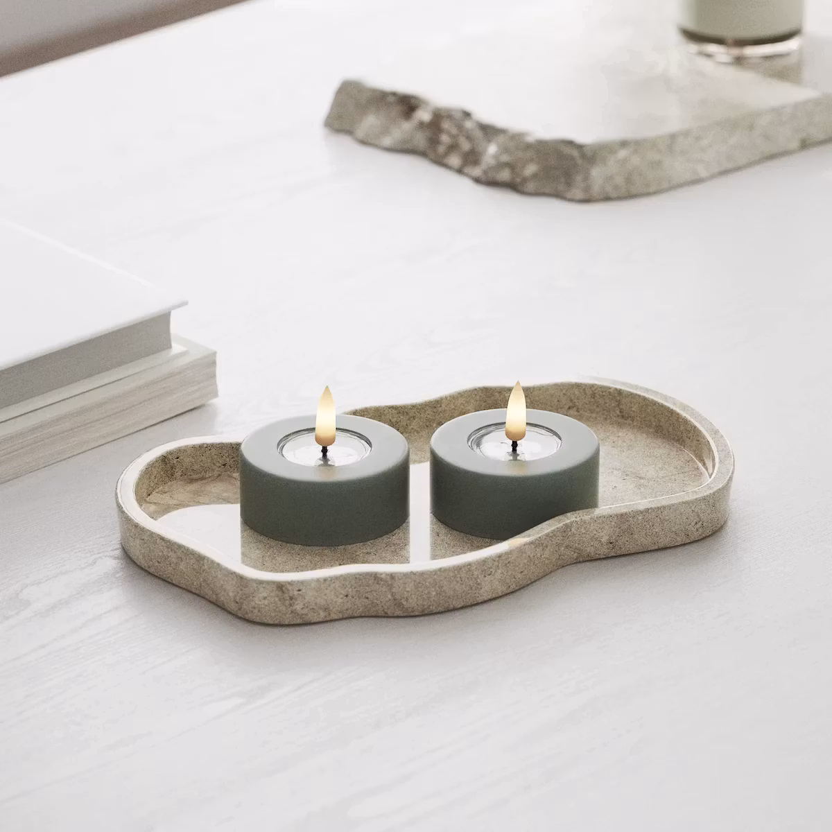 LED-Tealight Jumbo Ø 6,1 - Real Flame - GRÖNA i Set av 2