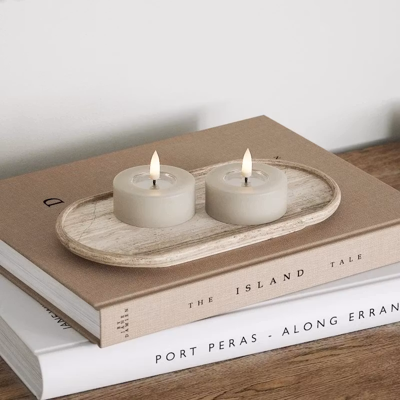 LED-Tealight Jumbo Ø 6,1 - Real Flame - SAND i Set av 2