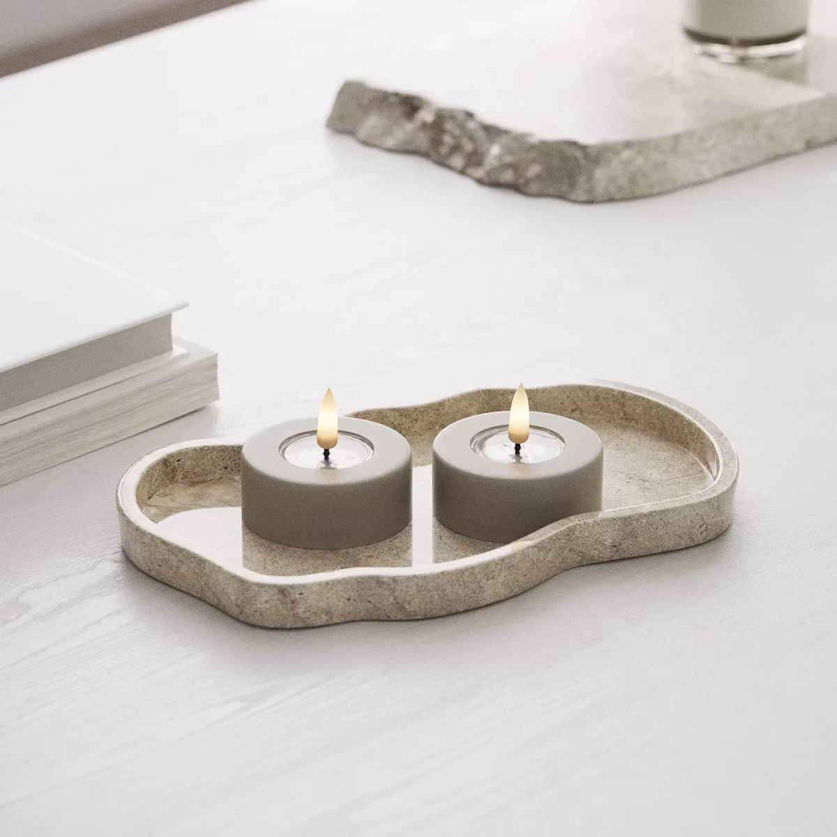 LED-Tealight Jumbo Ø 6,1 - Real Flame - SAND i Set av 2