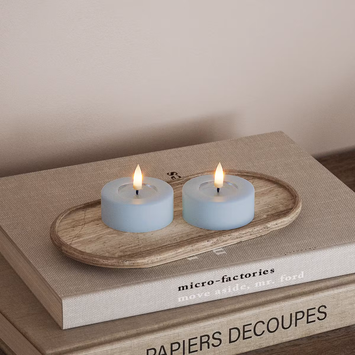 LED-Tealight Jumbo Ø 6,1 - Real Flame - LJUSBLÅ i Set av 2