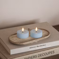 LED-Tealight Jumbo Ø 6,1 - Real Flame - LJUSBLÅ i Set av 2