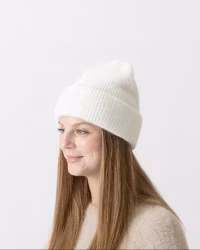 Ribbstickad Mössa, Chunky Ribb - Off White