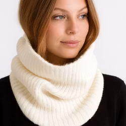 Tubhalsduk Chunky Ribbstickad - Off White