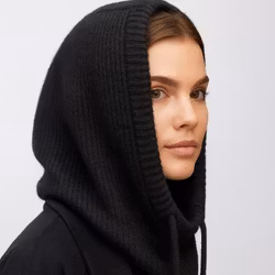 Balaclava Ribbstickad - Svart