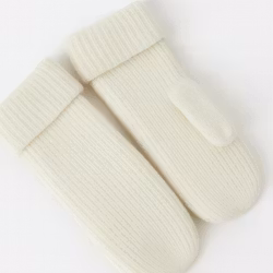Tumvantar Ribbstickad med fleecefoder - Off White