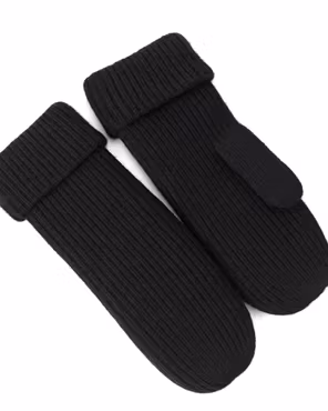 Tumvantar Ribbstickad med fleecefoder - Svart