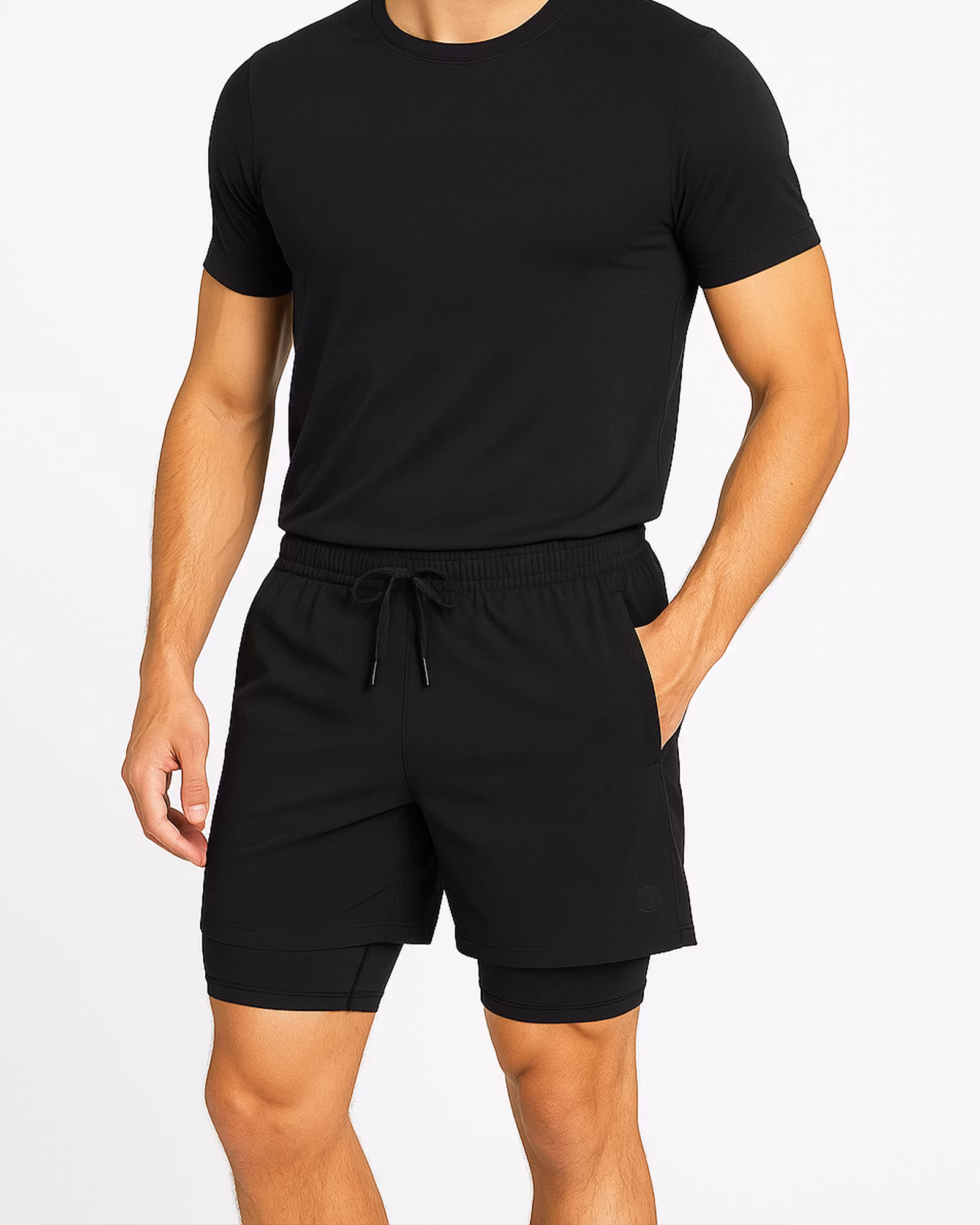 Träningsshorts Herr, 2 in 1 - Svart