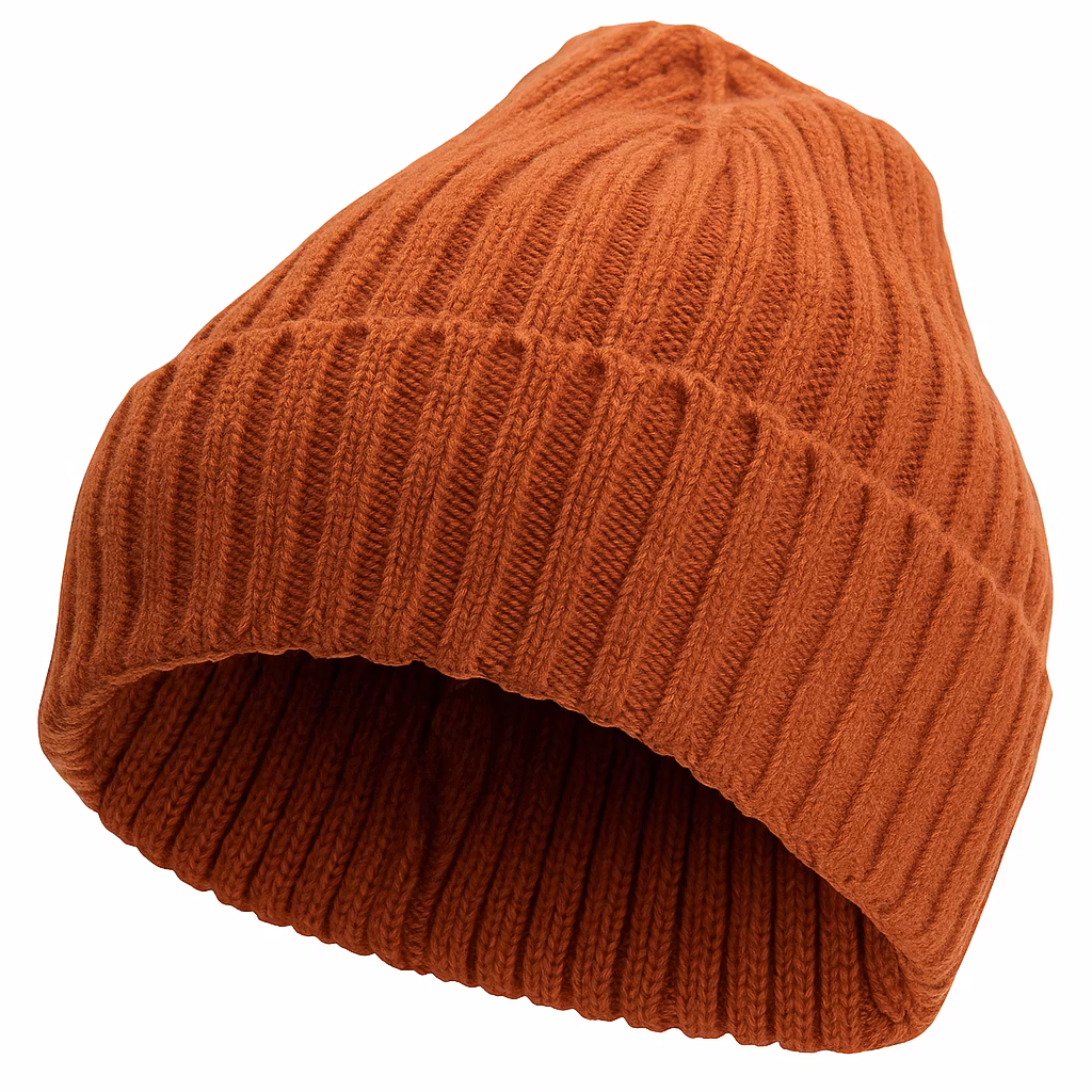Wool Beanie 2x2 Ribb Herr - Rust