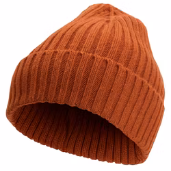 Wool Beanie 2x2 Ribb Herr - Rust