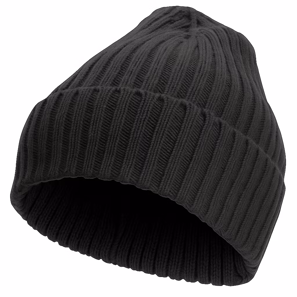 Wool Beanie 2x2 Ribb Herr - Svart