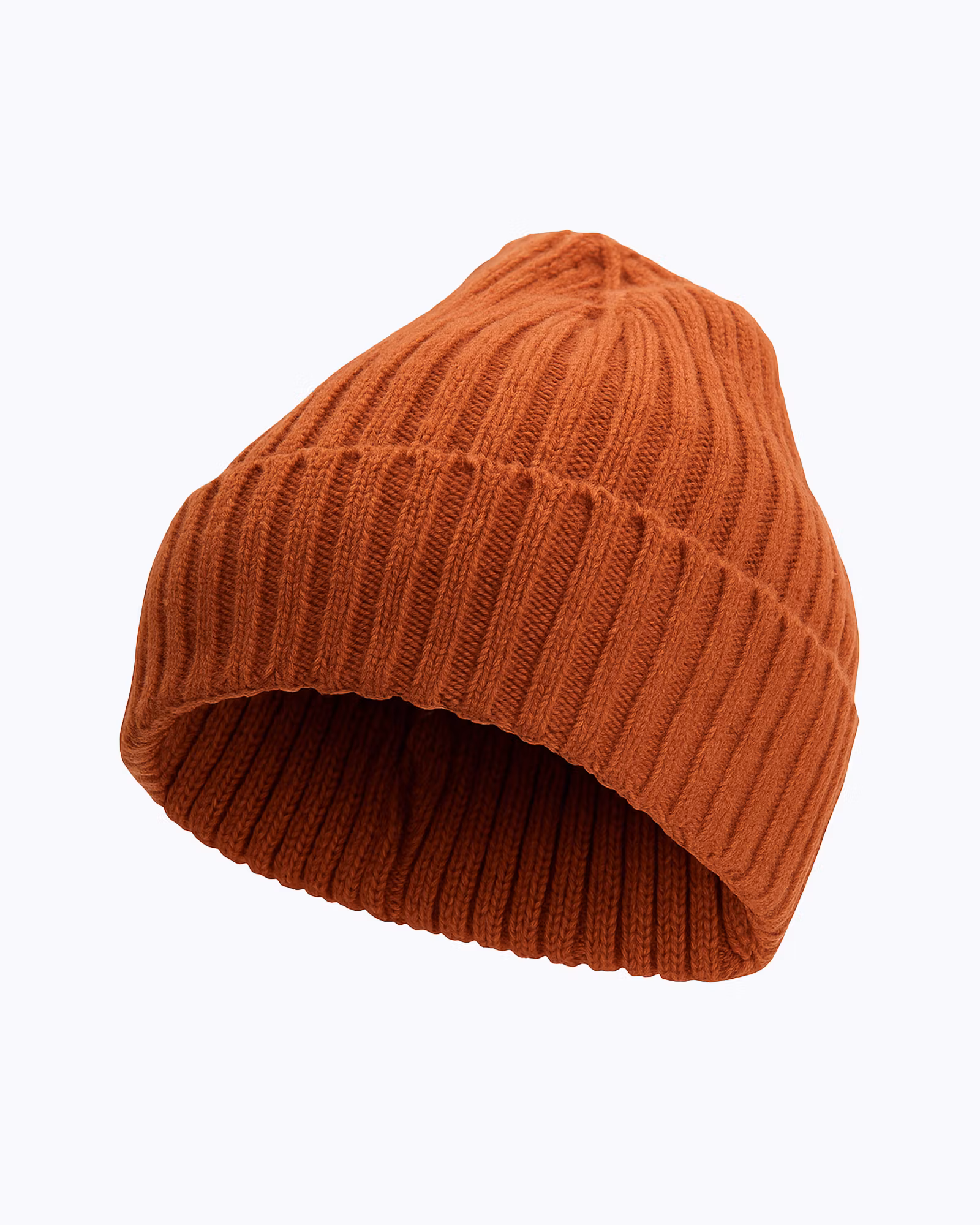 Wool Beanie 2x2 Ribb Herr - Rust
