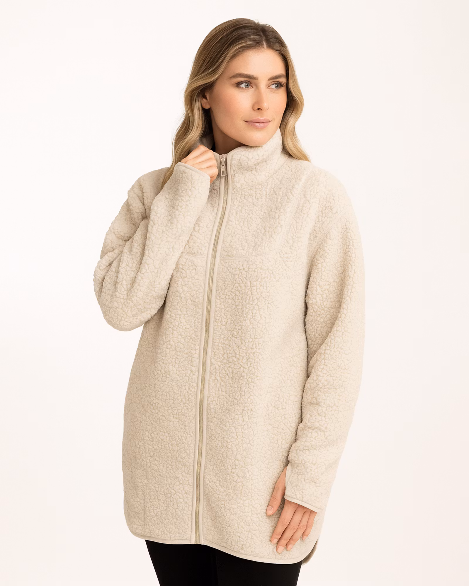 Long Teddy Pile Jacket Celine Sand/Oat