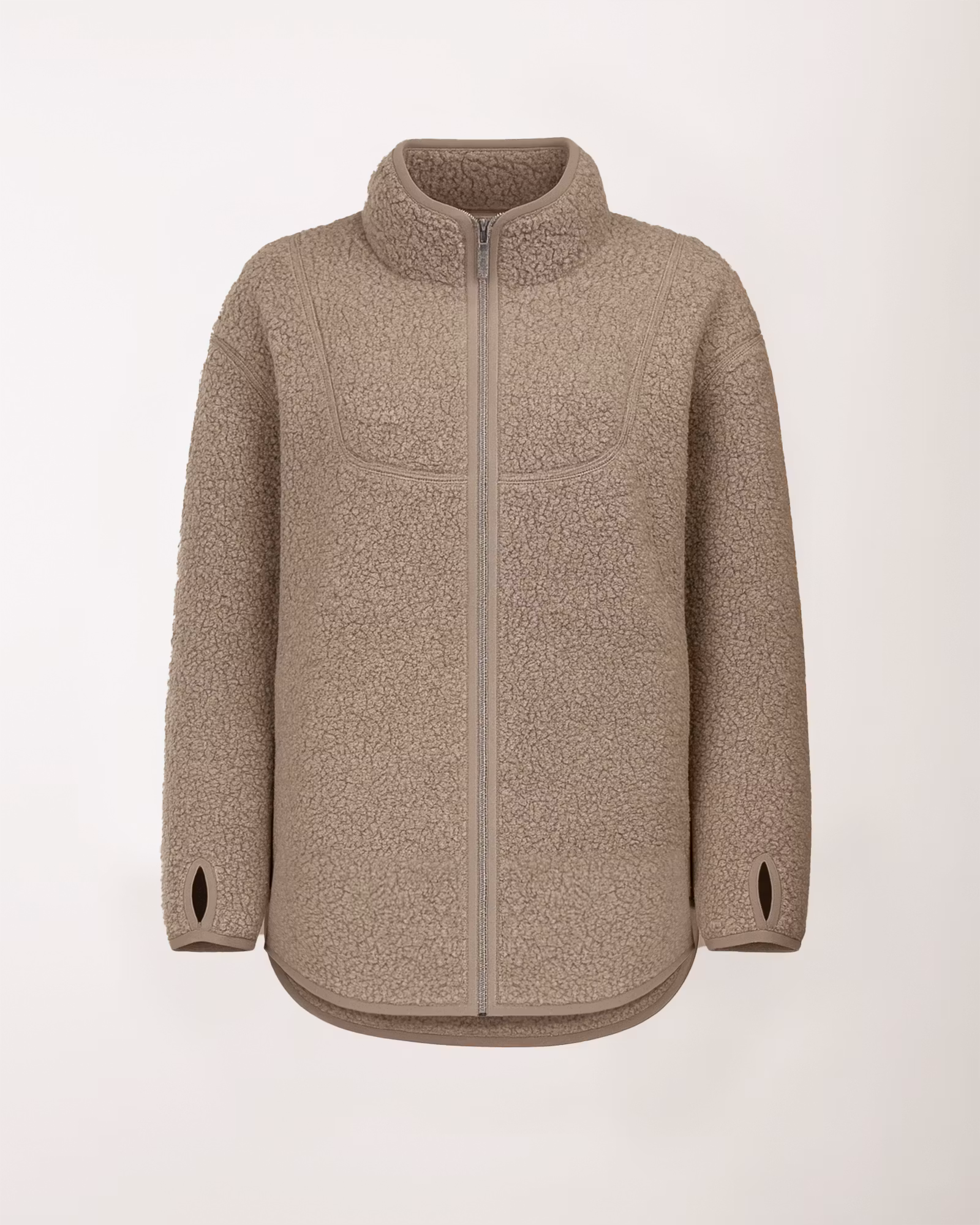 Long Teddy Pile Jacket Celine, Walnut