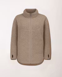 Long Teddy Pile Jacket Celine, Walnut