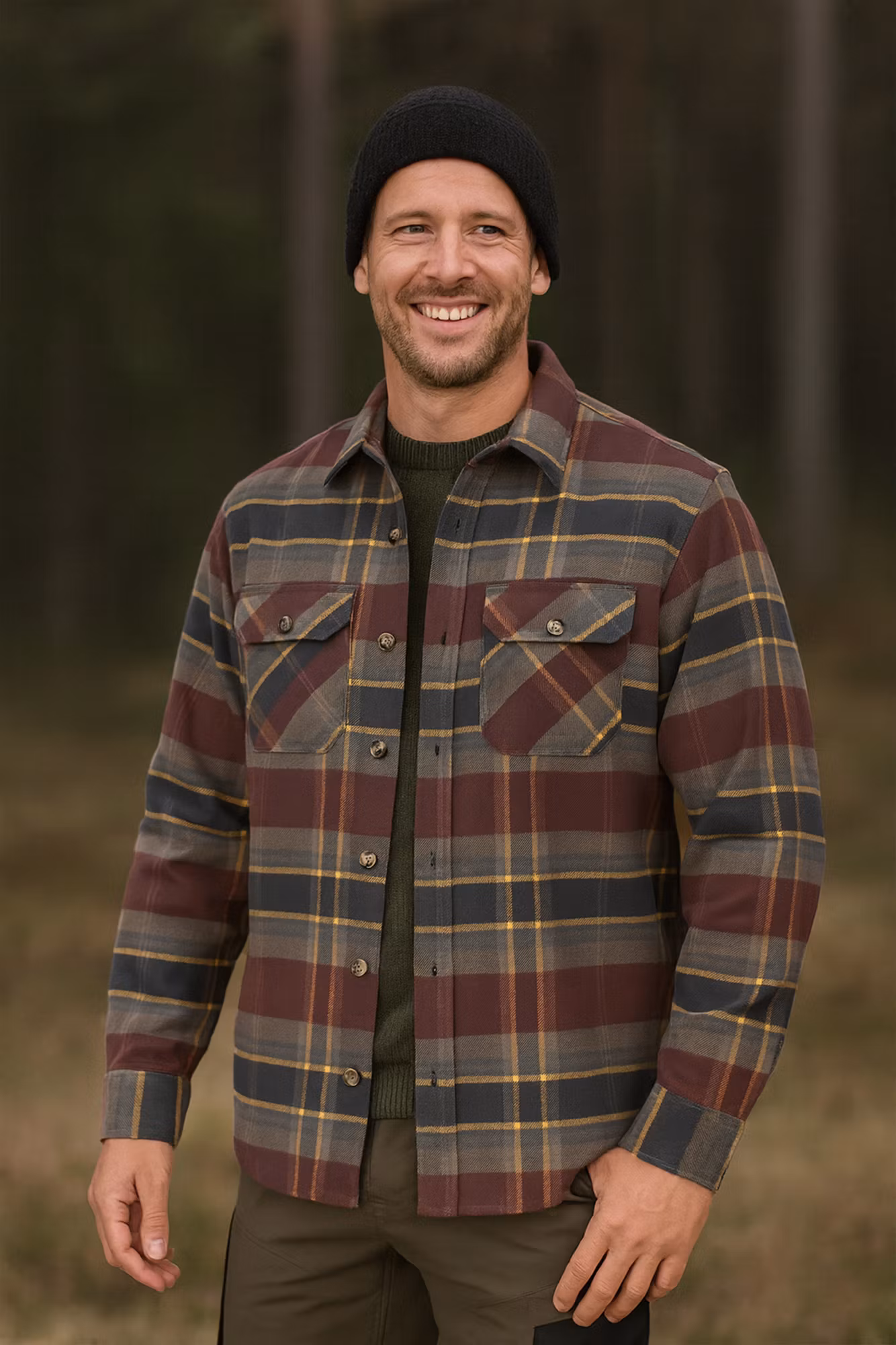 Flanellskjorta Heavy Herr - Marron Comb (S-XXL)